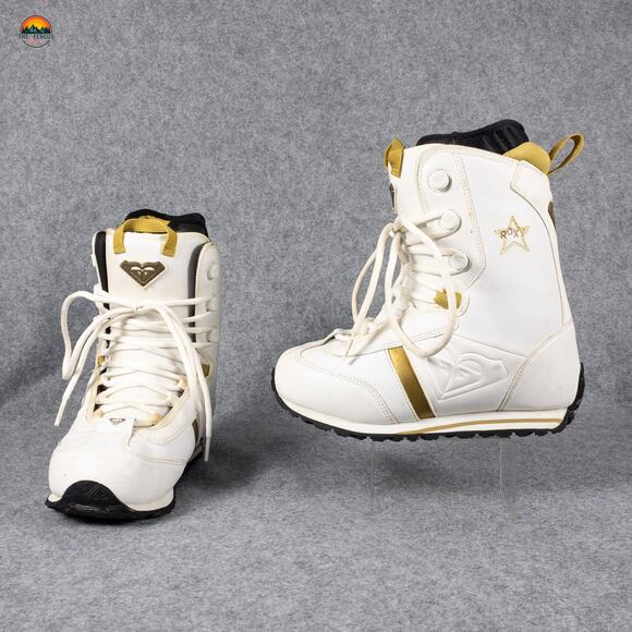 Roxy Snowboard Boots White Gold Track Lace Model Retro Style Women's Size 8.5 - Picture 1 of 16
